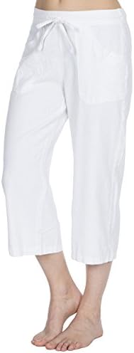 Metzuyan - Womens 3/4 Capri Pants | Cropped Elasticated Trousers | Plus Size 16-22 White 16