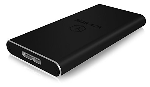 Icy Box IB-182MU3 Externes Gehäuse für 1x 1,8" (4,57 cm) microSATA SSD mit USB 3.0 Anschluss (UASP), Aluminiumgehäuse, Schwarz