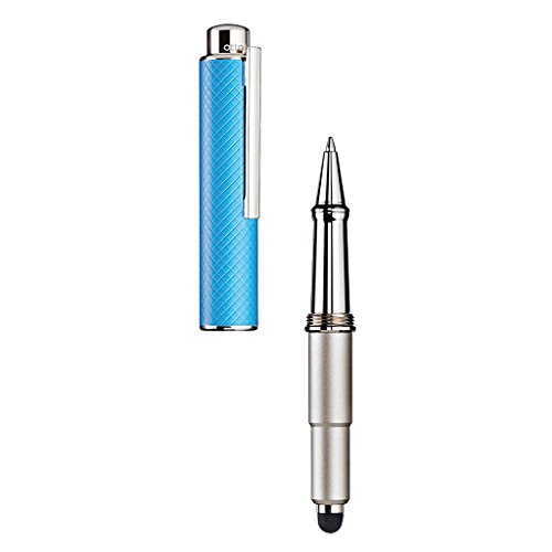 Otto Hutt Design 05 Ball Point Pen with Touch Tip, MS Matt Squares, Blue Lacquer Barrel, Platinum Plated Fittings - 001-61990