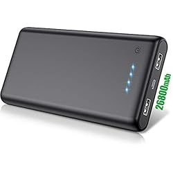 QTshine Batterie Externe 26800 mAh, [Meilleure Service de 2 Ans] Power Bank Portable Chargeur Ultra-Grande Capacité Batterie de Secours 2 Ports USB Sortie Compatible avec Smartphones/Tablettes