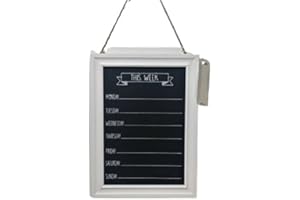 FYNE-FINDS Chalk Board Rectangle Week Days Menu, Meal, Memo, Weekly Planner Events Notes Kitchen Organiser Plaque (White)