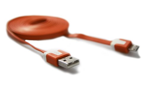 COM-FOUR® Ladekabel USB auf micro USB Stecker für Ihr Smartphone Flachkabel 2 Meter (Orange – 2 Stück) - 3