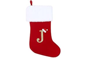 BQSHX 20 Inches Monogram Christmas Stockings with Letters,Red Velvet with White Super Soft Plush Cuff Embroidered Xmas Stockings Classic Personalized Stocking Decorations for Christmas Holiday Xmas Gift