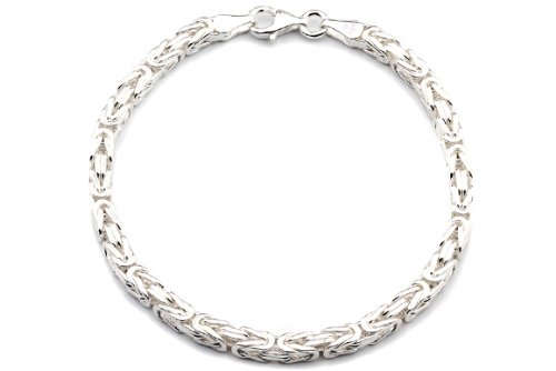 Aurum Jewelry 925 Silberkette: Königsarmband Silber mit der Breite 4mm und auswählbare Länge 19cm und 21cm