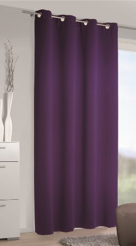 Albani Moments Blackout 254501 hochwertiger Ösenschal, Verdunkelungs Vorhang aus weichfließendem, blickdichten Stoff, trendige Fertiggardine in Top Qualität, Schal in Farbe: Lila, Maße: 245 x 140 cm (H x B) - 2