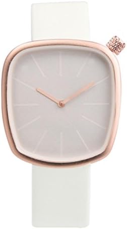 Hmneg Elegant Women Girls Special Square Dial Quartz Analog Leather Band Wrist Watch (White)