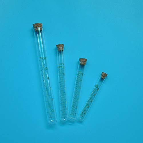 juler 10pcs Lab Instruments Equipment Fluid Liquid Handling Round bottom scale test tube multi-size glass cork centrifuge tube