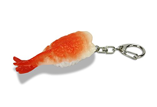Realista japonés Sushi Modelo Llavero - elección de Sushi Clave Cadena, EBI Shrimp - Prawn, Approx 7cm Long Plus Steel Keyring