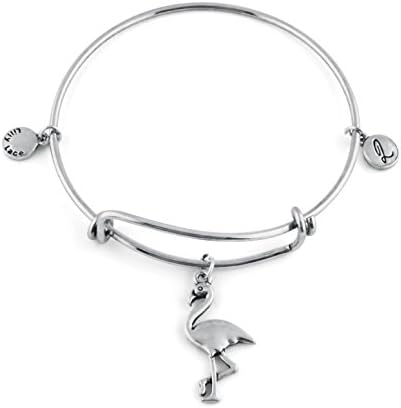 Vintage silver ladies jewelry bracelet with pendant for women and girls beautiful retro bracelet with charms stylish fashion jewelry ladies jewelery silver jewelery beggar bracelet (Flamingo)