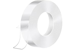 HOMMAND Cinta Adhesiva Doble Cara Extrafuerte, resistente al agua, acrílica, cinta adhesiva transparente de doble cara, cinta adhesiva extraíble para paredes y alfombras(10M X 2CM X 1MM)