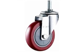 MroMax 2 Stück 100 mm Lenkrollen Durchmesser 130 kg PU-Räder Rollen M12 Gewinde Schraube Eisen Bremsverriegelung Industrie für Trolley