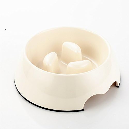 UKDEALS Medium Ivory Melamine Anti-Gulping Non Skid Dog Puppy Cat Pet Bowl Pet Feeding Watering Supplies