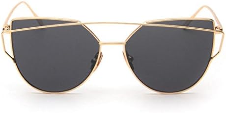 Bonjouree Women’s Fashion Sunglasses - Twin-Beam Mirror with Metal Frame, Oro
