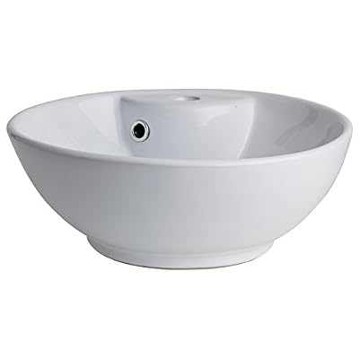 PlaneteBain Vasque à poser ronde et fine en porcelaine blanche