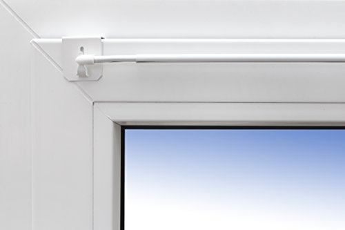 Gardinenstange „Florida“ 60-80cm ausziehbar Vitragenstange + 1 Paar Klemmträger Weiß Universal für oben am Fenster - 2