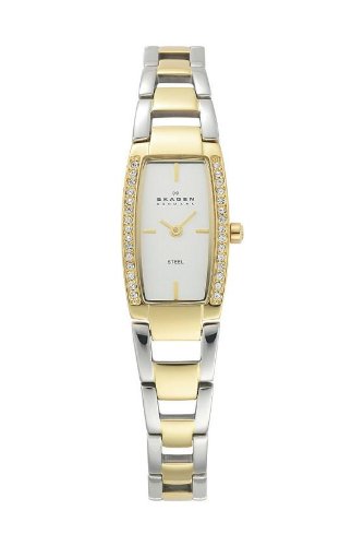 Skagen Stainless Steel White Label Women's Quartz Watch with White Dial Analogue Display and Multicolour Stainless Steel Bracelet 605SGX
