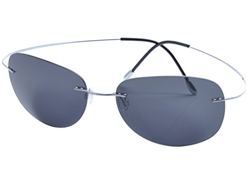 Preisvergleich Produktbild DEDING Herren Titan Randlose polarisierte Sonnenbrillen (graue Linsen)