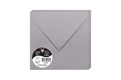 Clairefontaine 5323C - Un paquet de 20 enveloppes Pollen gommées 16,5x16,5 cm 120g, Gris koala