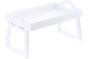 KAM LABELZ Wooden Sofa Couch Arm Tray| Snack Serving Tray| Clip-on Sofa Armrest| Chair Arm Rest| Remote Control Holder Organiser| Foldable Sofa Tray| Fits Over Square Chair Arms -30 X 20 cm (White)