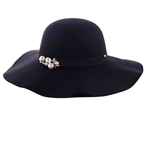 Preisvergleich Produktbild Lady Fedora Filz Melone,Black-OneSize