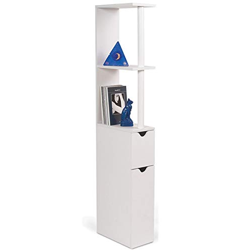 IDMarket - Meuble WC étagère bois gain de place pour toilette 2 portes blanches