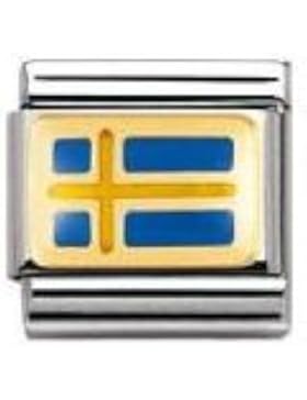 Nomination Composable Classic FLAGGE EUROPA Edelstahl, Email und 18K-Gold (SCHWEDEN) 030234