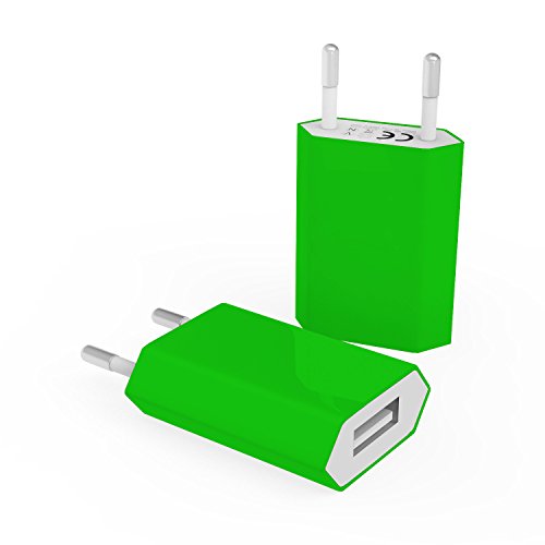 Original COVERLOUNGE – 2in1 Ladeset mit Micro USB Kabel / Datenkabel / Ladekabel [2.1 A] & Slim Netzteil USB universal Adapter [1.0A] für alle LG Smartphones mit Micro USB Anschluss | Farbe: grün | Länge: 1 Meter / 1m - 3