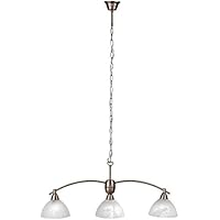 Lámpara de techo Alt latón colgante lámpara 120 cm comedor Proyección estilo rústico (Cocina, esstischleuchte, de 3 focos, pantallas de cristal, iluminación de)