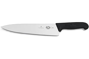 Victorinox Fibrox Cuchillo de cocina, cuchillo universal ancho para carne, pescado, verdura y hierbas, 25 cm, hoja recta, afilado, acero inoxidable, negro