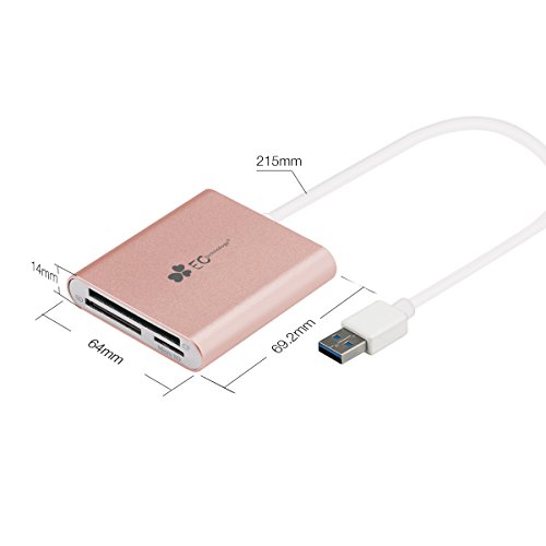EC Technology 3in1 USB 3.0 Kartenleser Ultra Highspeed mit Kabel für SDXC, SDHC, SD, CF, Highspeed-CF (UDMA), MS, M2, Micro-SDXC, Micro-SDHC, Micro-SD Karten [Unterstützt UHS-I Karten] - 6