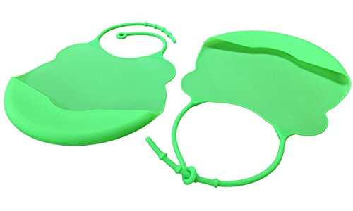 2x SILIKON BabyLatz LÄTZCHEN – mit Auffang Ablage – Latz aus SILIKON – extra weich, hygienisch & robust – Keine Verkleckerte Kleidung mehr mit AuffangSchutz – Flexibel verstellbar – einfach zu reinigen Geschirrspülfest BabyBlau oder BabyGrün - 2