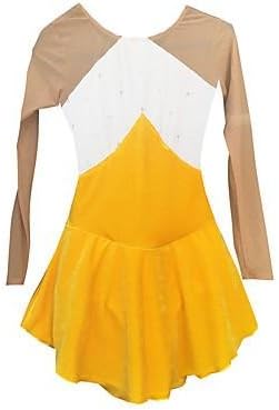 TT&amp;DRESS Figure Skating Dress Women's Girls' Ice Skating Dress White+Yellow Spandex Rhinestone High Elasticity Performance Skating Wear Handmade , xl