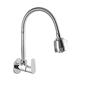 LAYSAN Droop Brass Sink Tap for Kitchen with 2 Mode Water Flow Technology Also 360 Degree Rotating Spout (Including:- Wall Flange & Teflon Tape) (Droop)