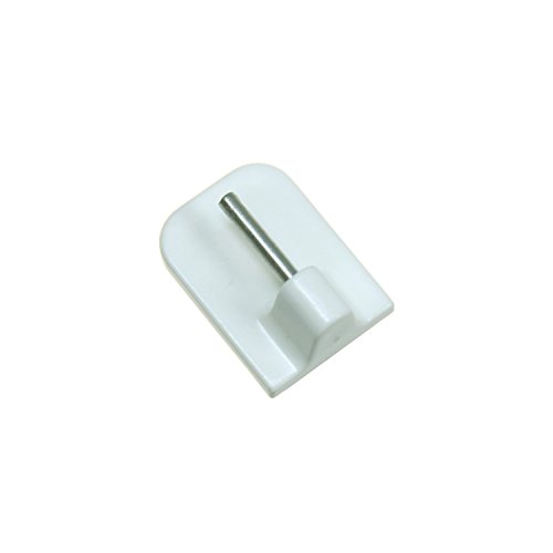 Flairdeco 21021002-0401 Klebehaken für Vitragestangen, 4 Stück, aus Kunststoff mit Metallstift, 14 x 24 mm, weiß