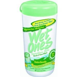 Wet Ones Fragrance Free Sensitive Skin Moist Wipes, Extra Gentle, 40 ea