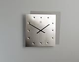 Design-Wanduhr, ca 26 cm x 26 cm, Edelstahl poliert hochglänzend.- Made in Germany