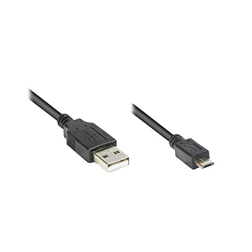 Anschlusskabel USB 2.0 Stecker A an Stecker Micro B, schwarz, 0,2m, Good Connections®