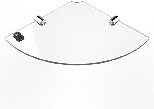 Expression Products Acrylic Corner Shelf with cable feed through notch - 200mm - approx 8" suitable for computer speaker, webcam etc, Free Trolley Token Material Sample Included per Shipment, Clear