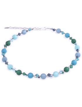 Leichte Kette “Nikki”, zarte Mischung aus Polaris-und Glasperlen auf schwarzem Faden, handgefertigt von Adi-Modeschmuck...