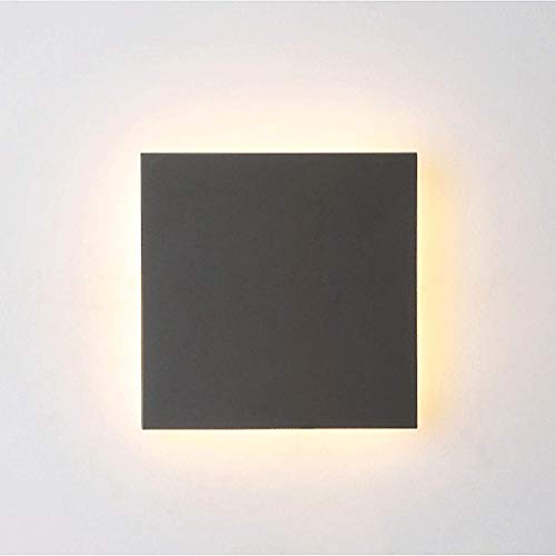 WODE Lampade da Parete semplici e Moderne per Illuminazione a Parete in Metallo Geometrico in Alluminio per Interni, Impermeabili, su e Giù, per Bambini,Black- Square