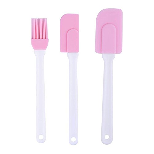 3Stk. (Pfannenwender, Spachtel, Küchenpinsel) DIY Silikon Schaber Sweep Kuchen Kuchen Backen Werkzeuge Spatel Zum Kochen Backen - Pink