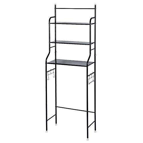 Wefun Etagère de Salle de Bain，Etagère de Rangement，Meuble et Stockage Rangement pour la Salle de Bain,Casiers de Rangement,Idéal WC et Salle de Bain (Noir)