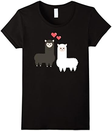 Alpaca Love Shirt: Cute Alpacas Llama Heart Gift T-Shirt-Female Large-Black