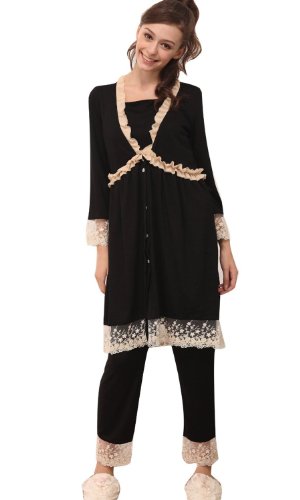 MA8174 Lace Maternity and Nursing Nightie (UK 8-10, black)