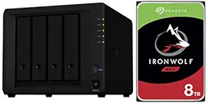 Synology DiskStation DS418 Network Attached Storage Drive (Black) with Seagate 8TB NAS