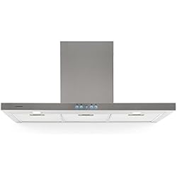 Klarstein RC90WS - Hotte aspirante, Adaptée pour un montage mural, 90 cm de large, 637m³ / h Taux d'extraction, 3 Niveaux de puissance, Acier inoxydable, Écran LCD, 2x20W halogènes, Argent