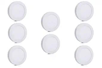 BENE Aluminium Round Surface Panel Ceiling Light, (White 6w, Pack of 8 Pcs)