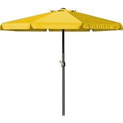 Deuba Parasol Jaune - Ø 330cm - Protection Soleil - avec manivelle - Jardin - Terrasse