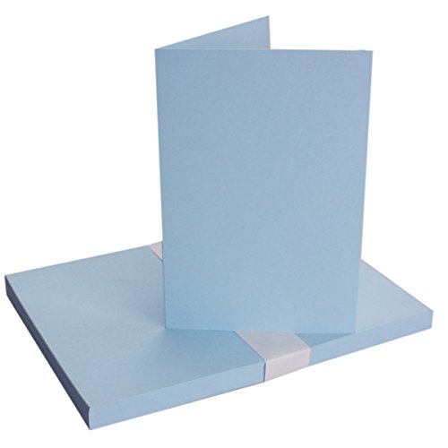 DIN A6 Faltkarten Doppelkarten | hochdoppelt | Hell-Blau | 25 Stück | Einladungskarten - Menükarten - Blanko | 105 x 148 mm | formstabil | Printable für Drucker geeignet | PREMIUM Qualitätsmarke: NEUSER FarbenFroh