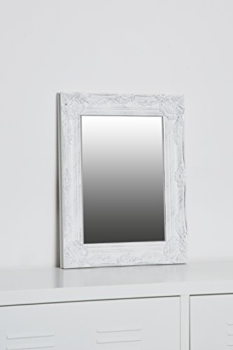 Wandspiegel Weiß mit Silber Barock Spiegel shabby chic NEU 47 x 37 cm mit Facettenschliff - 3